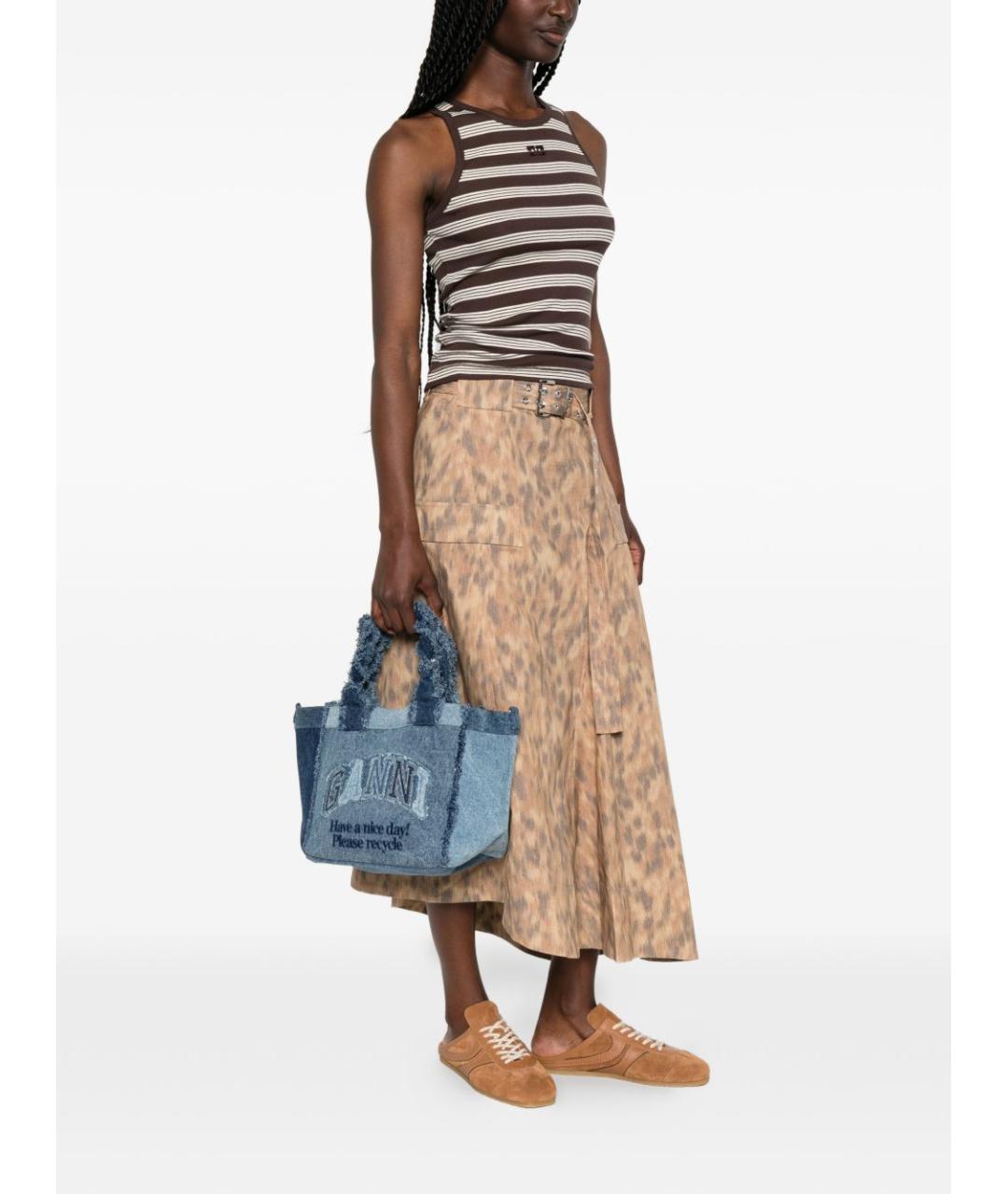 GANNI Синяя хлопковая сумка тоут, фото 3