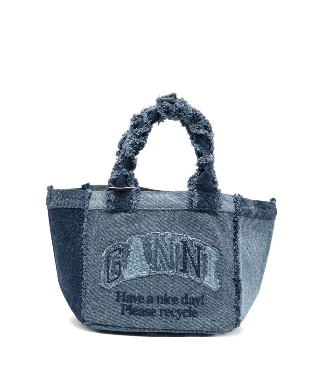 GANNI Синяя хлопковая сумка тоут, фото 1