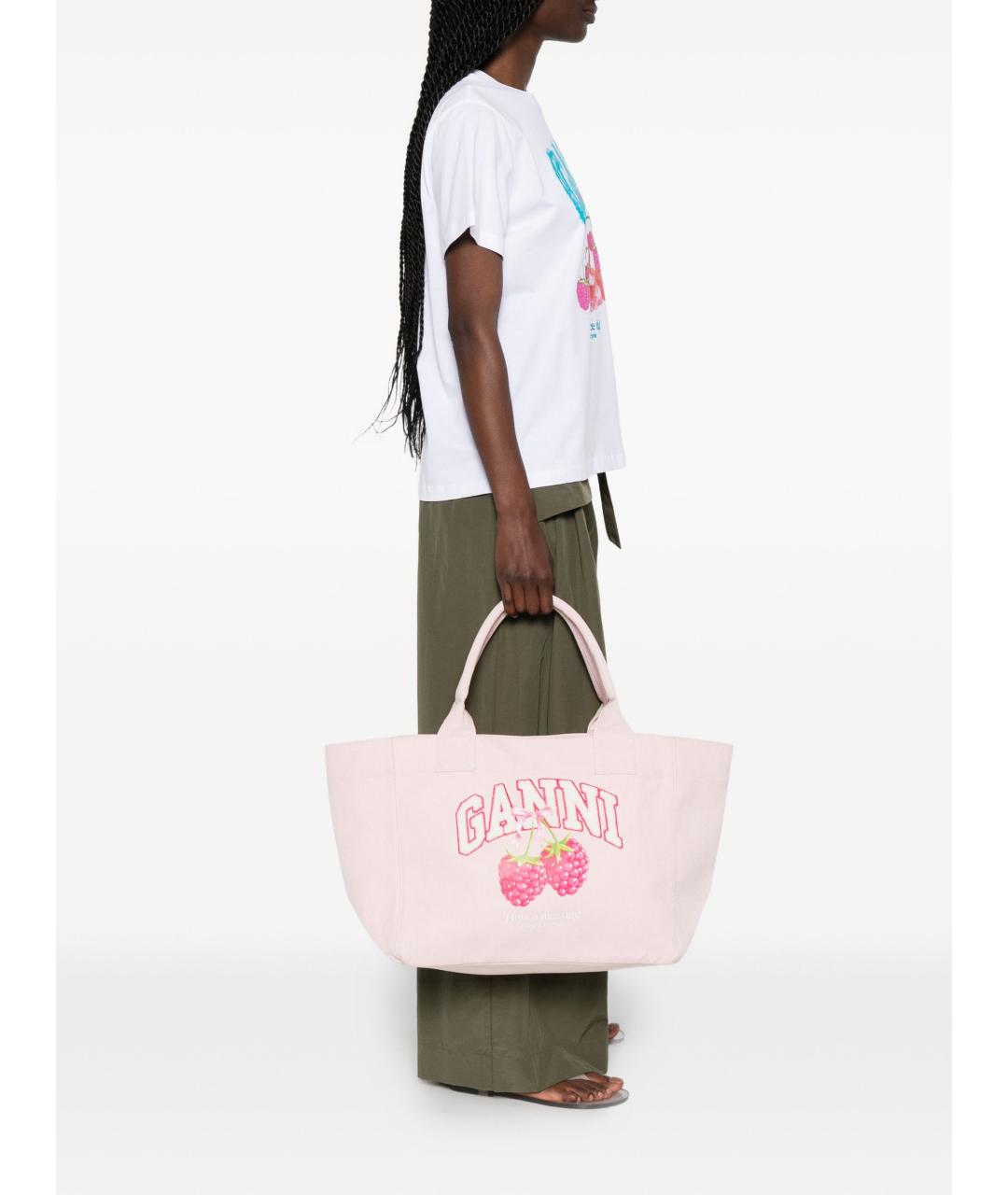 GANNI Розовая тканевая сумка тоут, фото 2