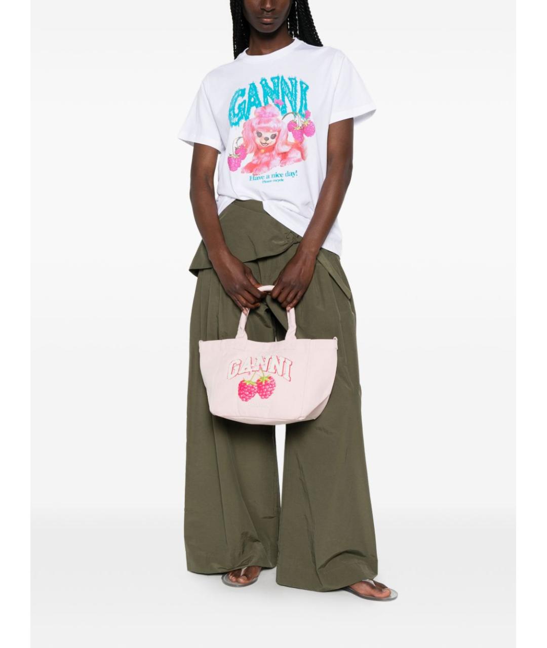 GANNI Розовая тканевая сумка тоут, фото 3