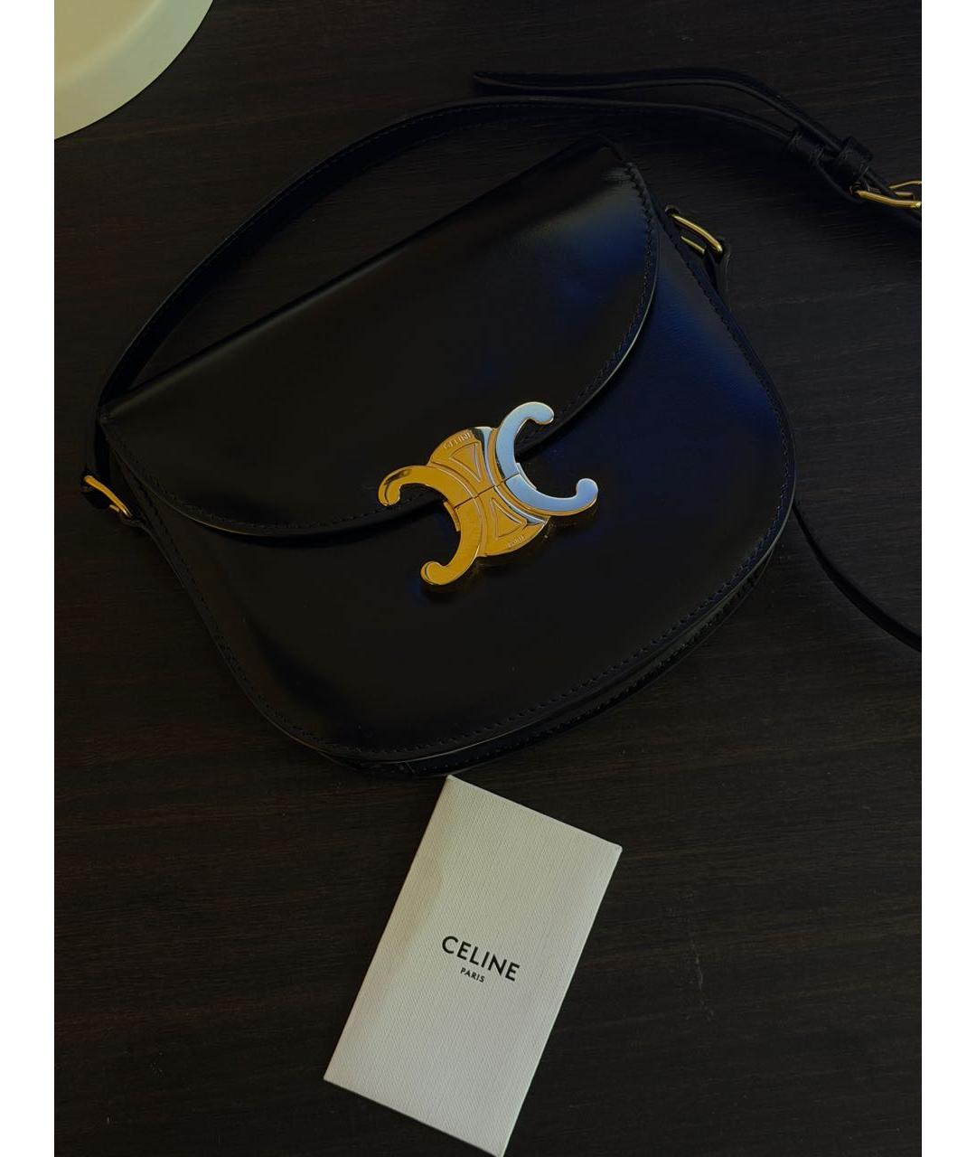 CELINE Черная кожаная сумка через плечо, фото 7