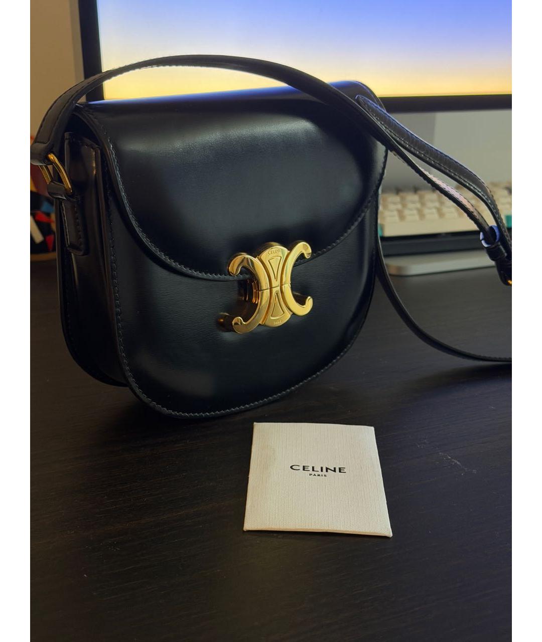 CELINE Черная кожаная сумка через плечо, фото 2