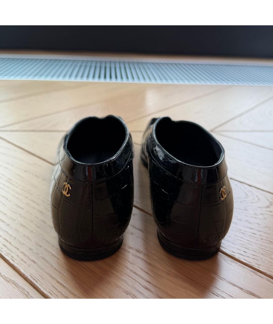 CHANEL Черные кожаные лоферы, фото 4