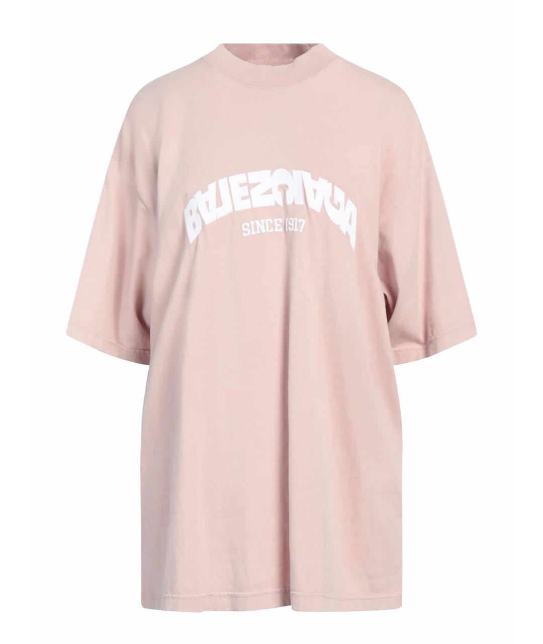 BALENCIAGA Розовая хлопковая футболка, фото 1