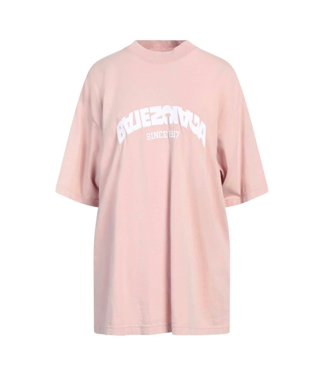BALENCIAGA Розовая хлопковая футболка, фото 5