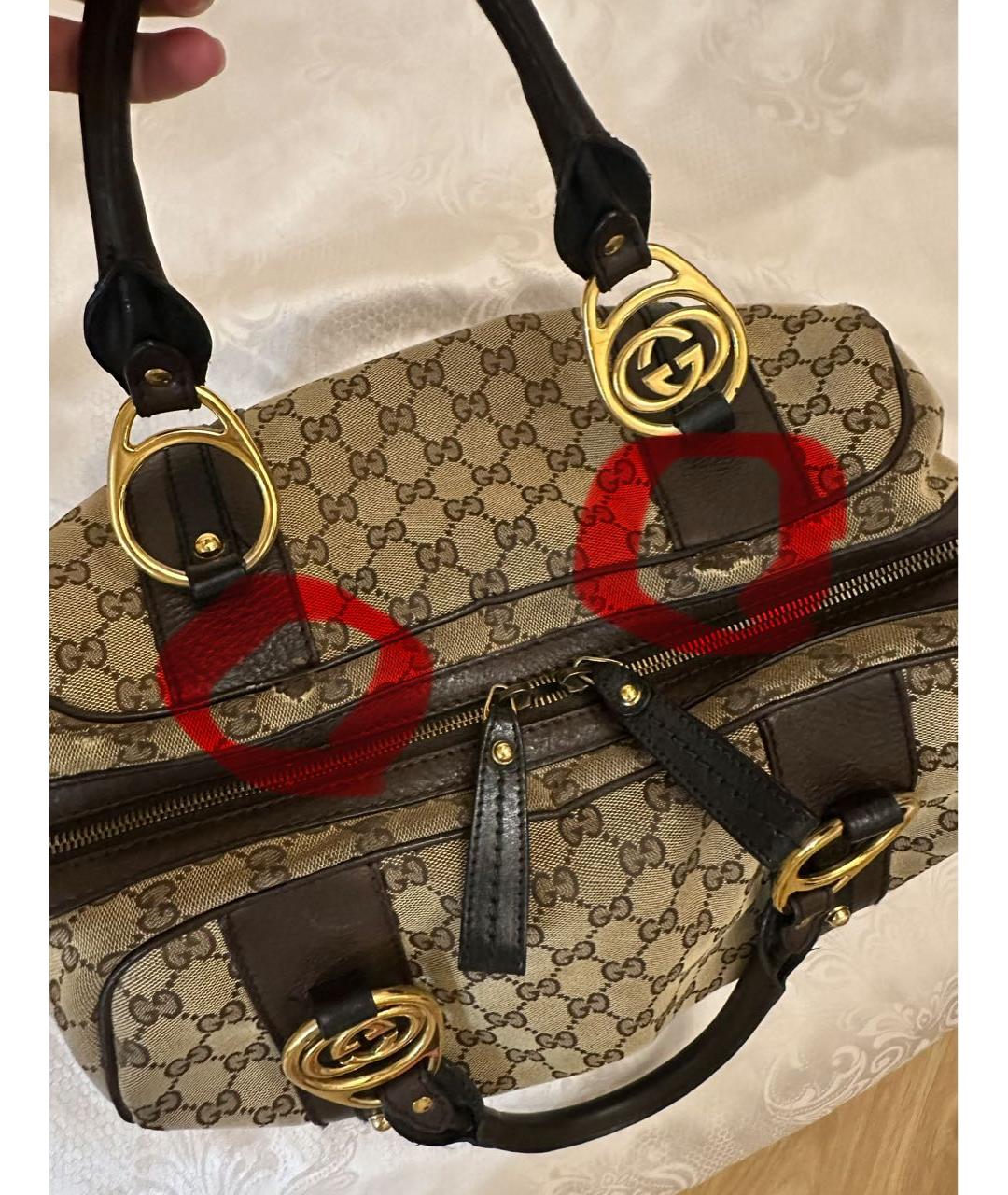 GUCCI Коричневая тканевая сумка с короткими ручками, фото 8