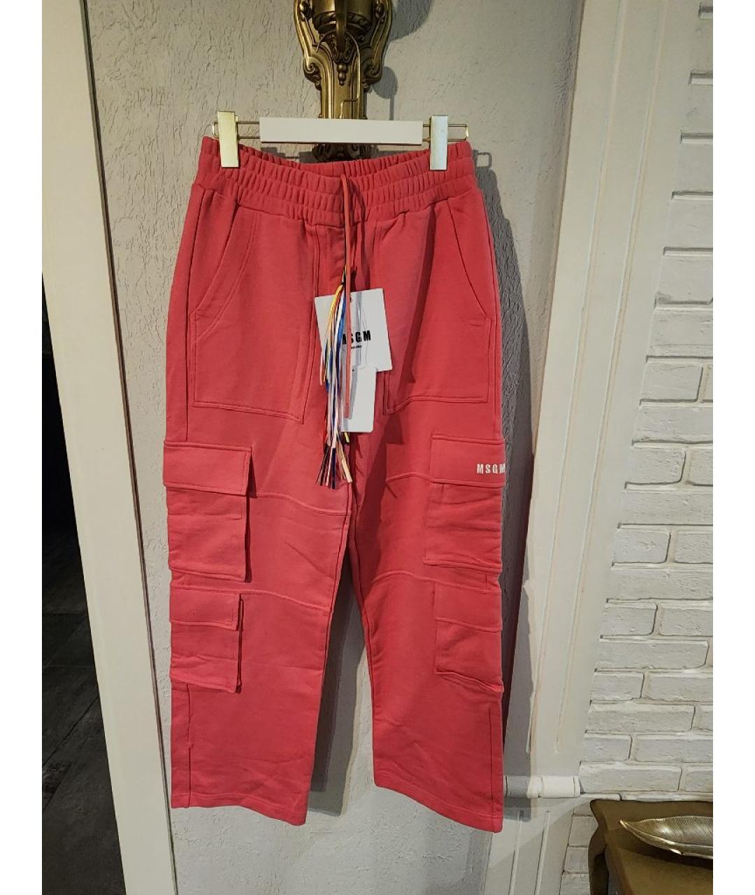 MSGM Фуксия хлопковые брюки широкие, фото 10