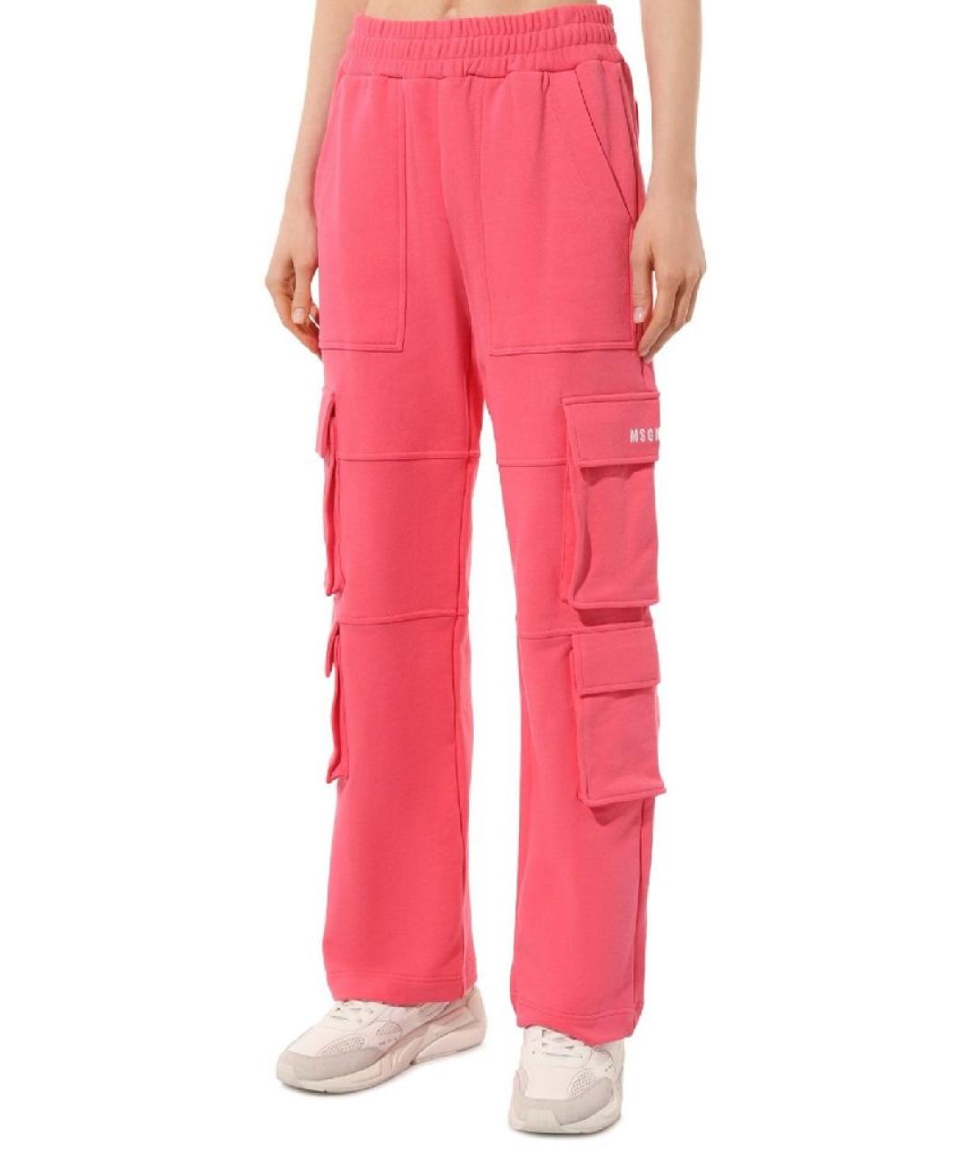 MSGM Фуксия хлопковые брюки широкие, фото 7