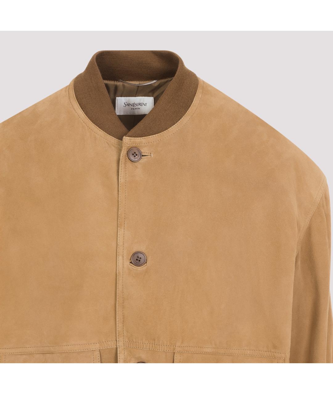 SAINT LAURENT Бежевая замшевая куртка, фото 3