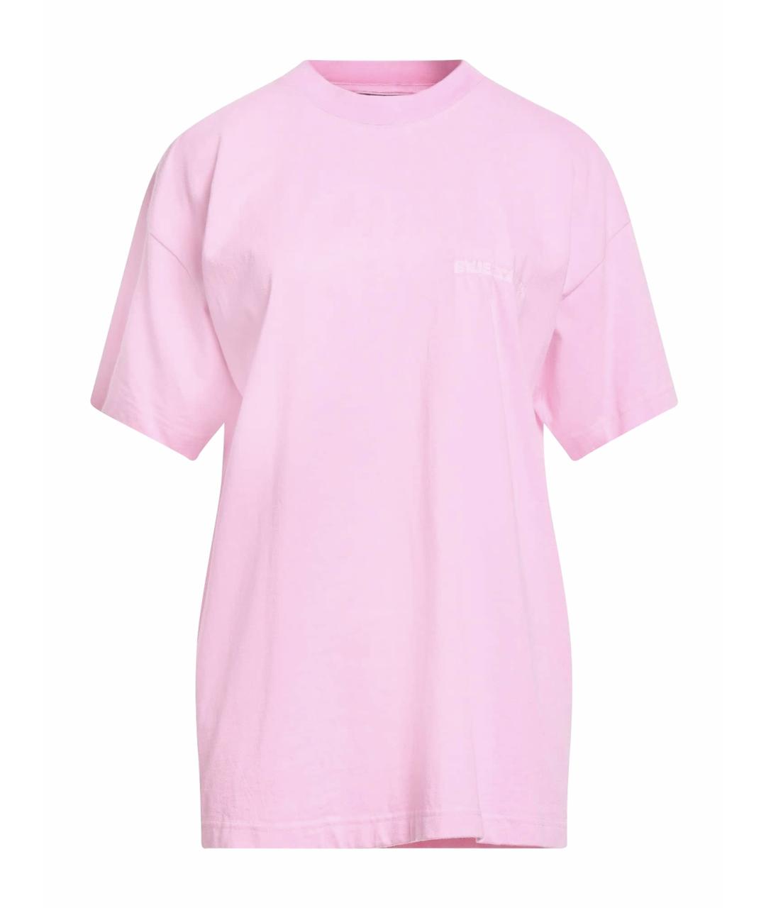 BALENCIAGA Розовая хлопковая футболка, фото 1