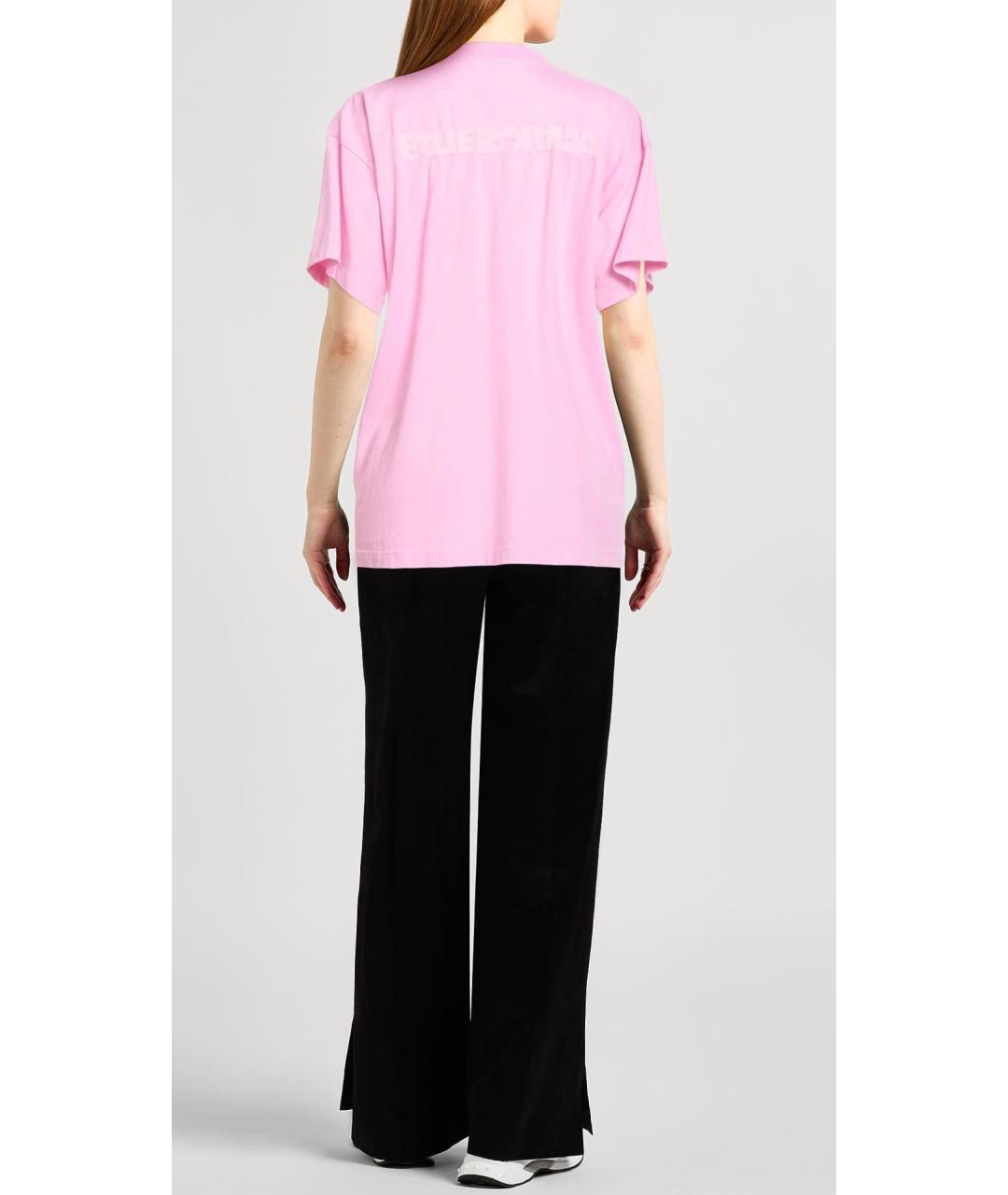 BALENCIAGA Розовая хлопковая футболка, фото 3