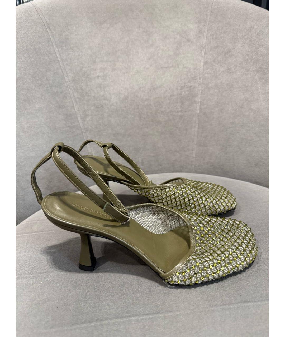 CHRISTOPHER ESBER Зеленые кожаные мюли, фото 6