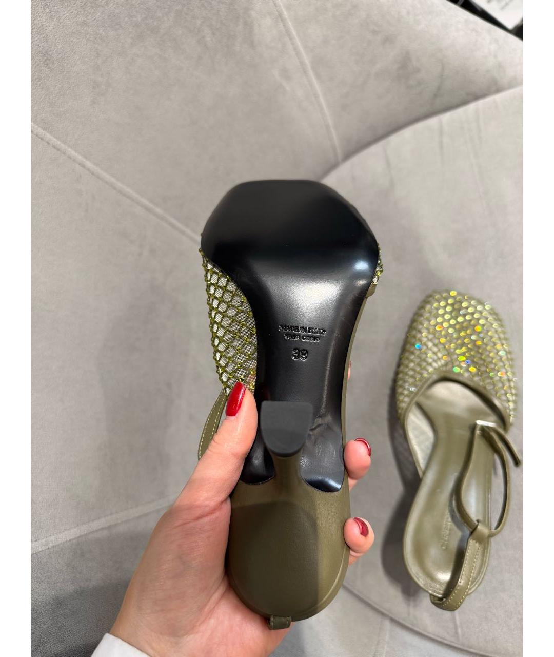 CHRISTOPHER ESBER Зеленые кожаные мюли, фото 3