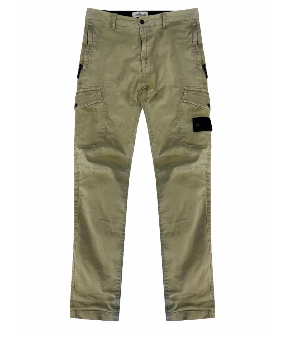 STONE ISLAND Бежевые хлопковые брюки и шорты, фото 1