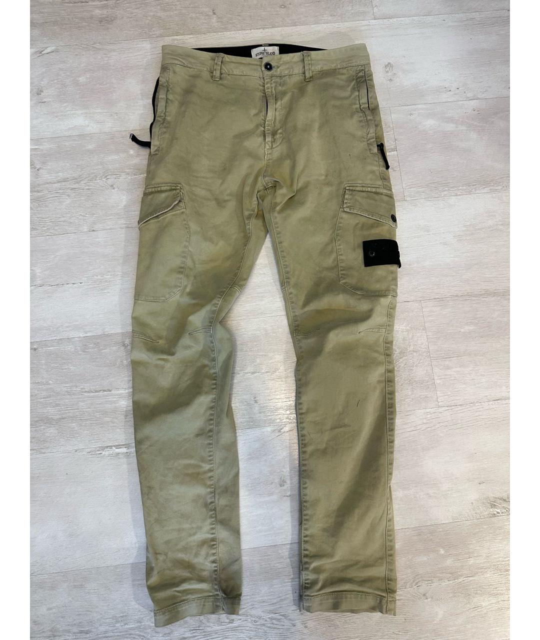 STONE ISLAND Бежевые хлопковые брюки и шорты, фото 6