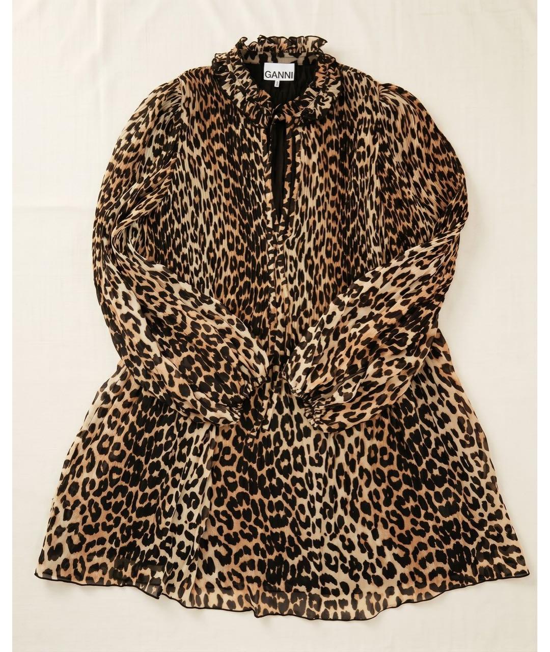 GANNI Коричневое полиэстеровое повседневное платье, фото 2