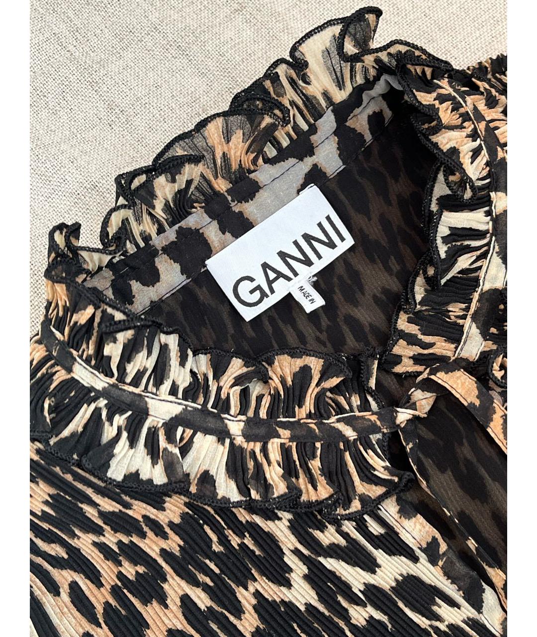 GANNI Коричневое полиэстеровое повседневное платье, фото 4