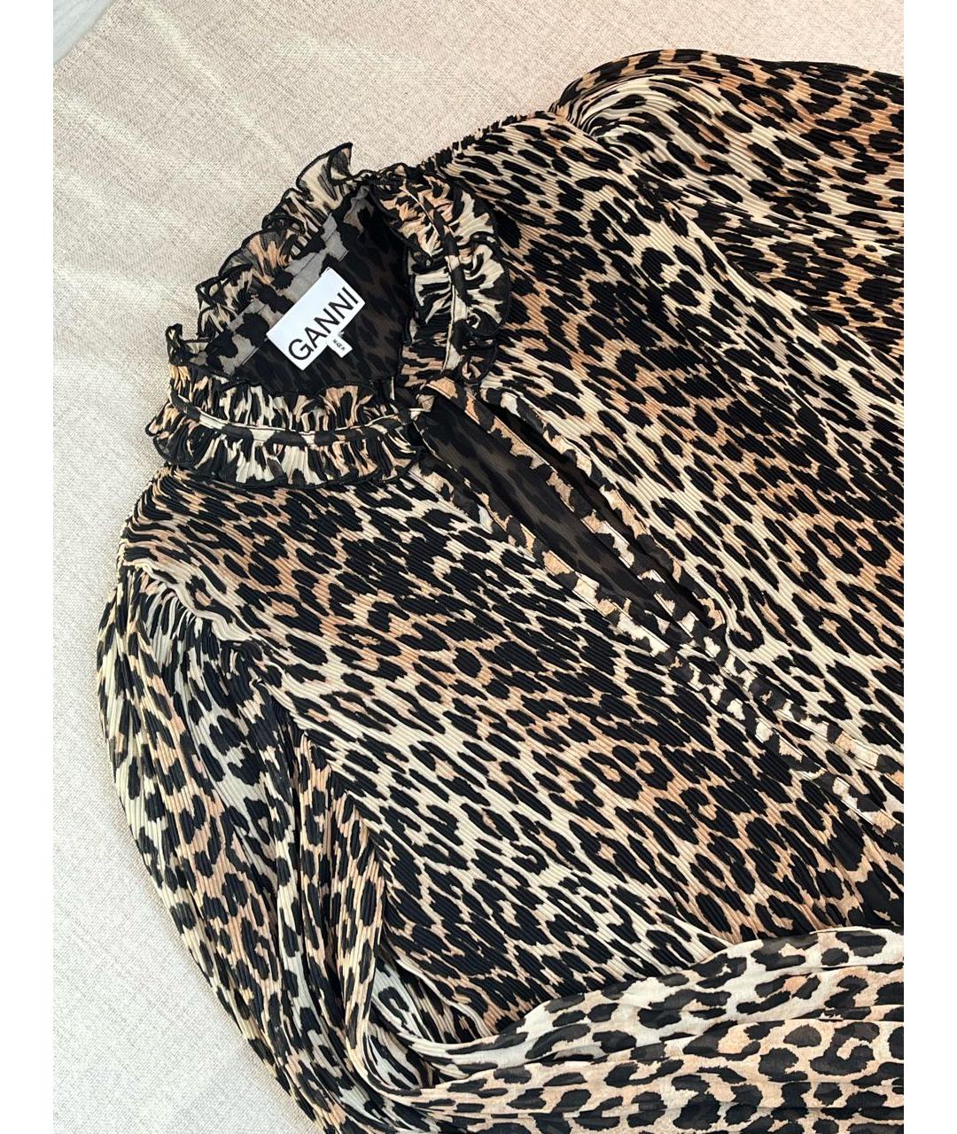 GANNI Коричневое полиэстеровое повседневное платье, фото 3