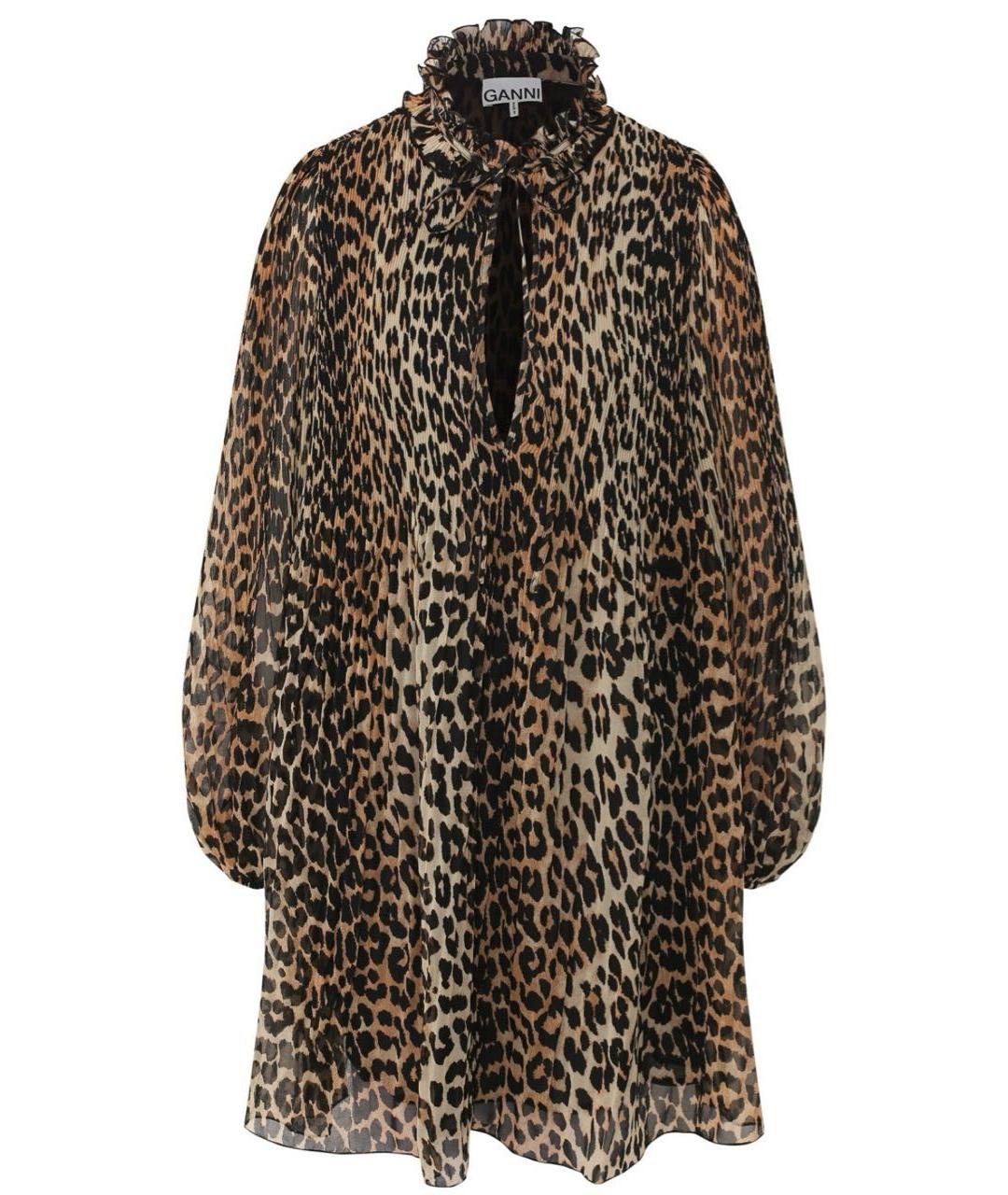 GANNI Коричневое полиэстеровое повседневное платье, фото 9