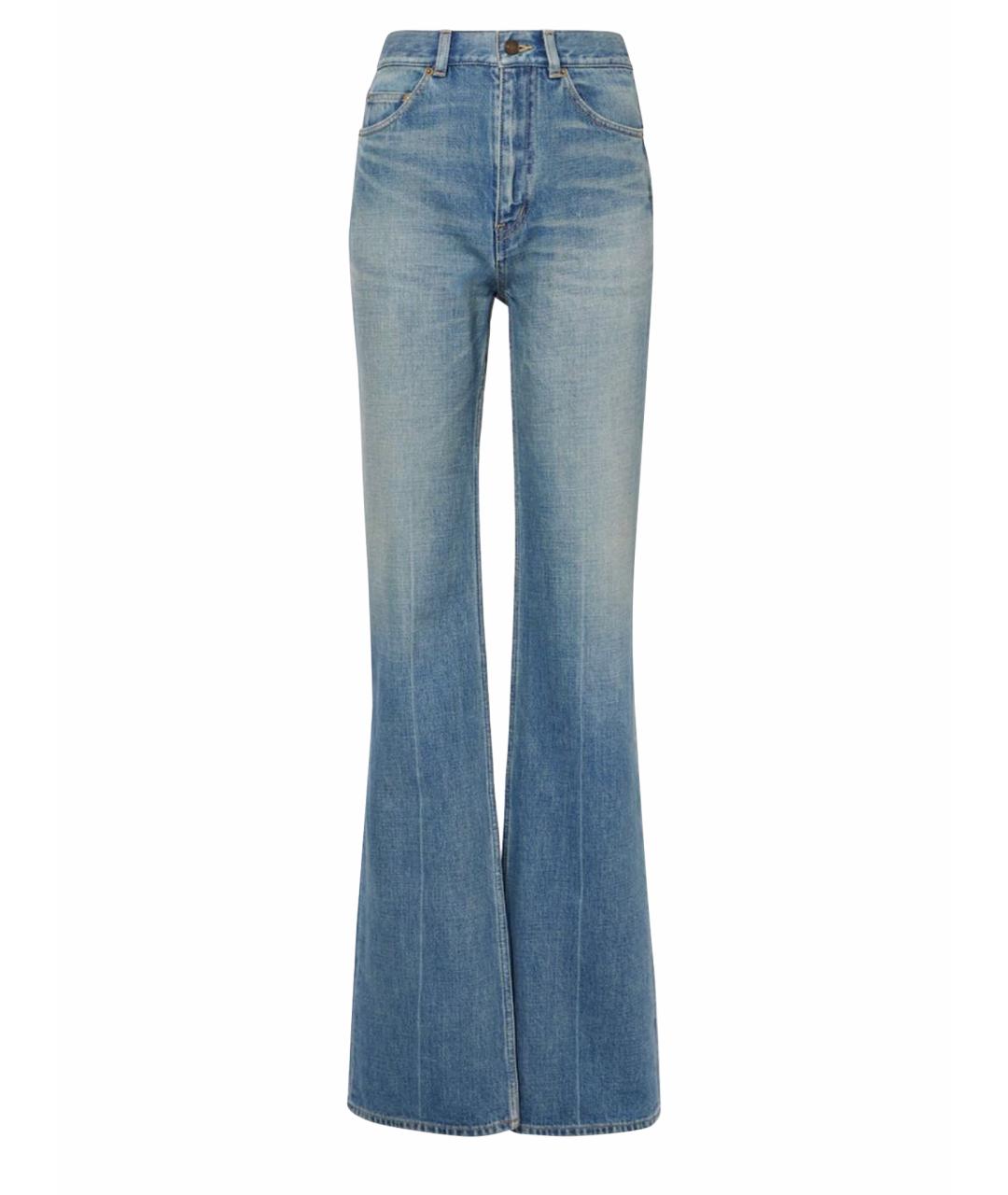 SAINT LAURENT Голубые хлопковые прямые джинсы, фото 1