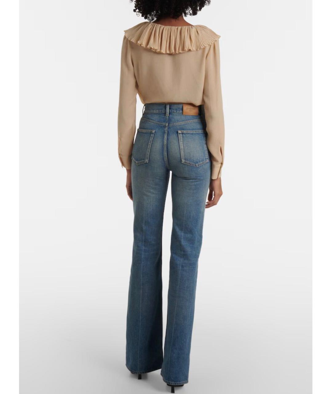 SAINT LAURENT Голубые хлопковые прямые джинсы, фото 3