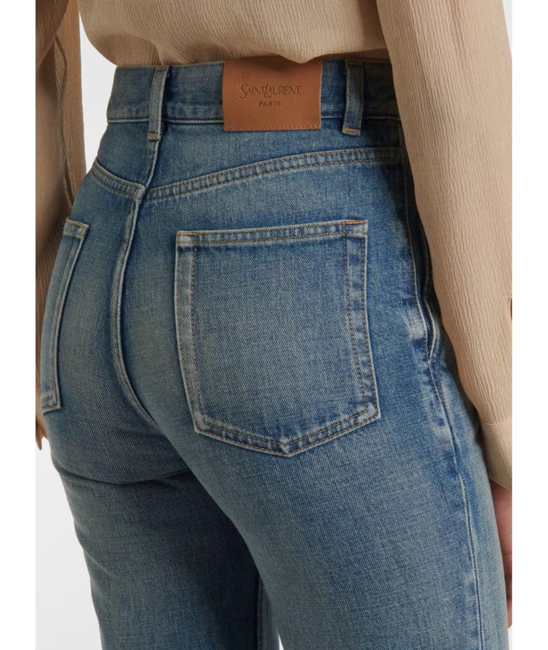 SAINT LAURENT Голубые хлопковые прямые джинсы, фото 5