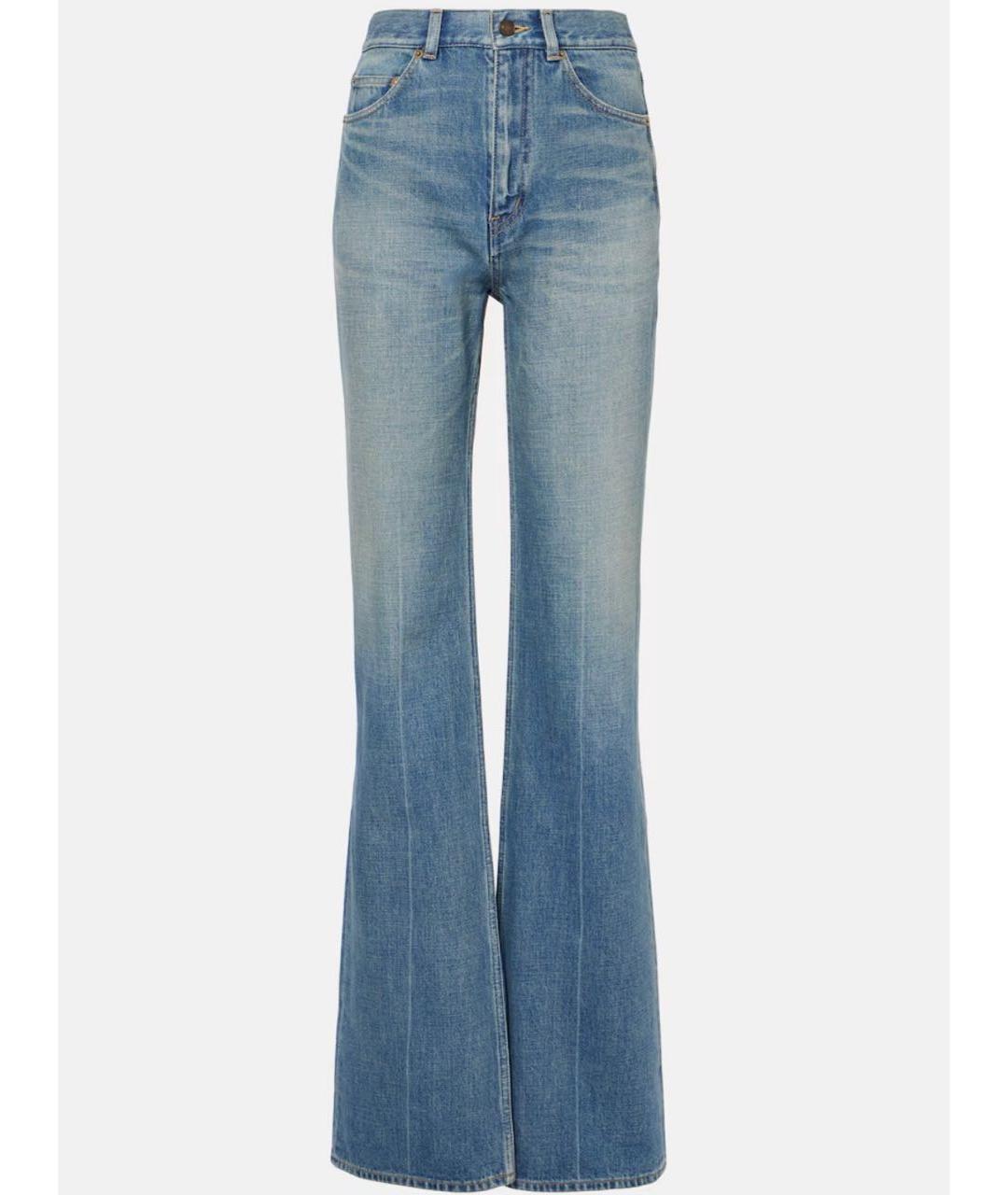 SAINT LAURENT Голубые хлопковые прямые джинсы, фото 7