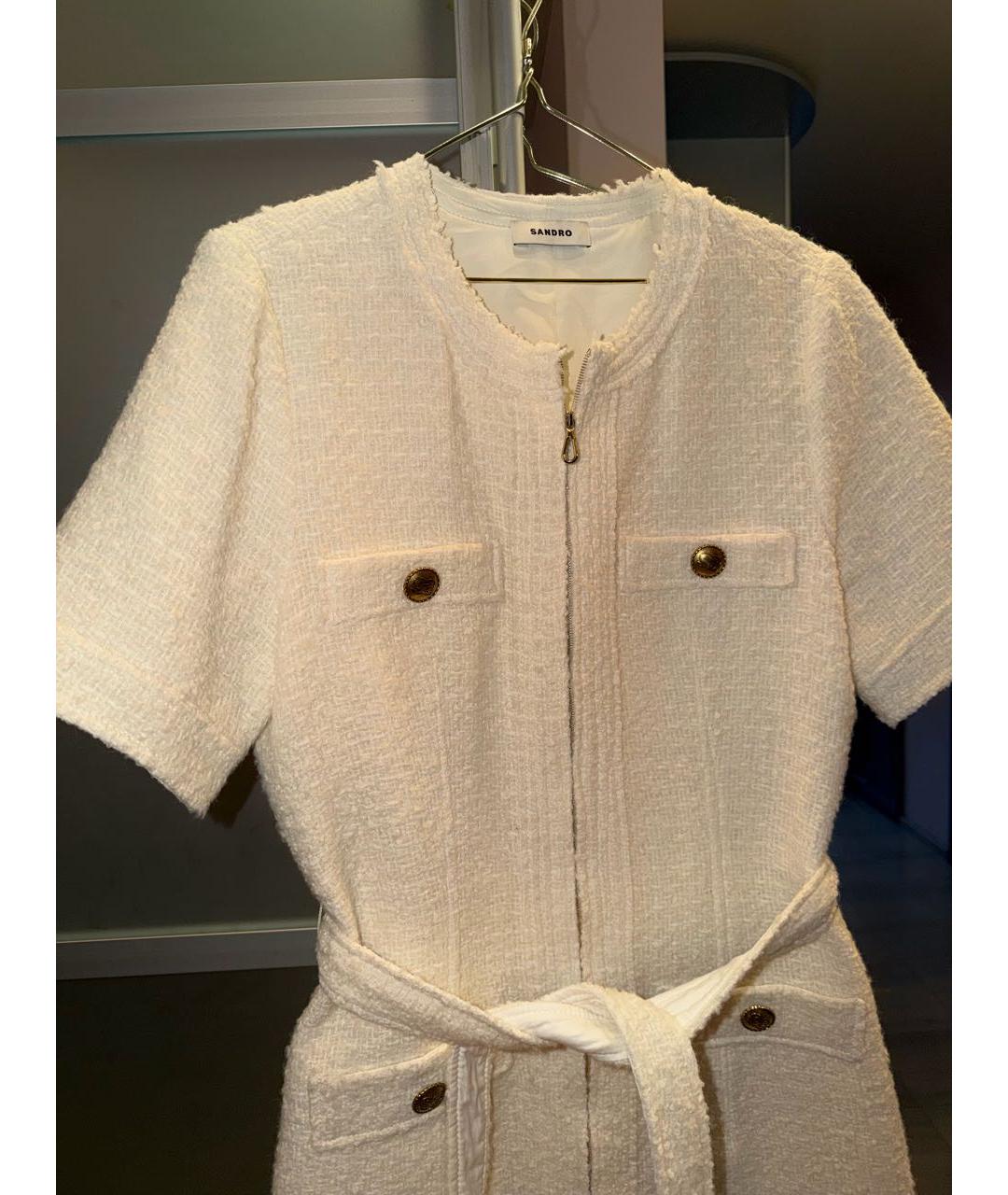 SANDRO Белое твидовое повседневное платье, фото 4