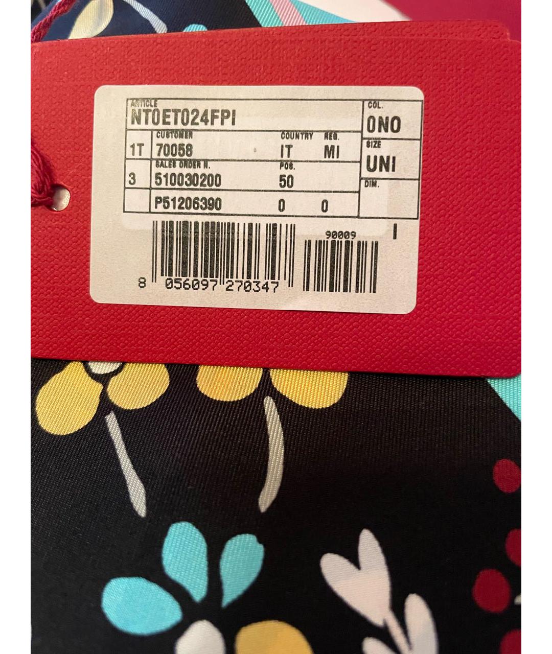 VALENTINO Черный шелковый шарф, фото 3