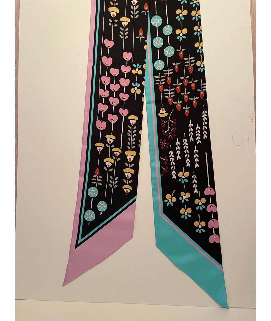 VALENTINO Черный шелковый шарф, фото 5