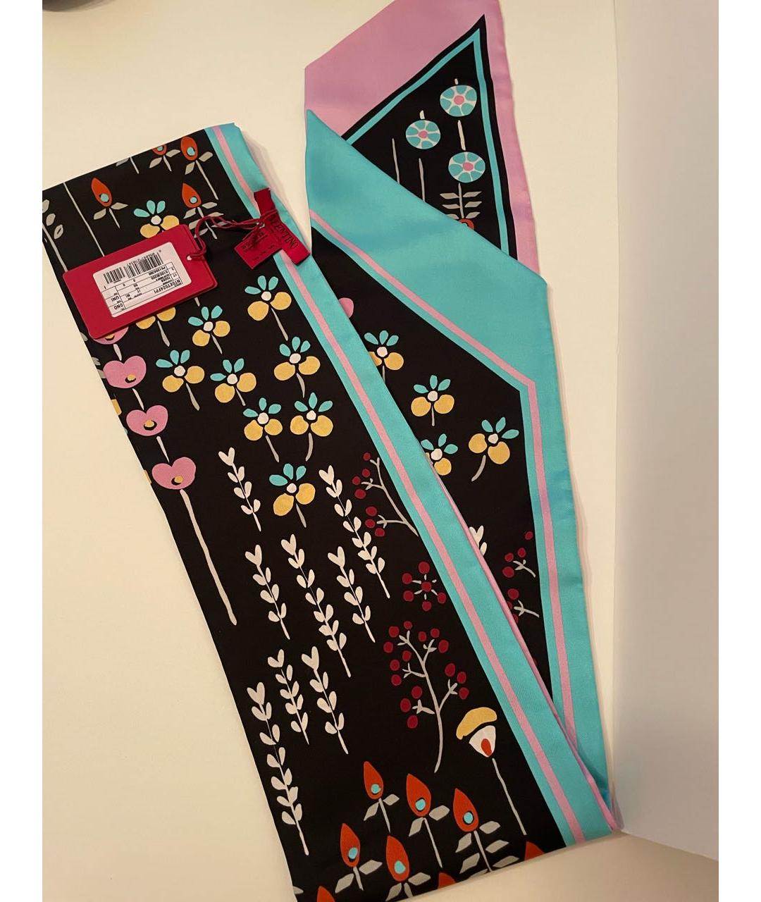 VALENTINO Черный шелковый шарф, фото 2