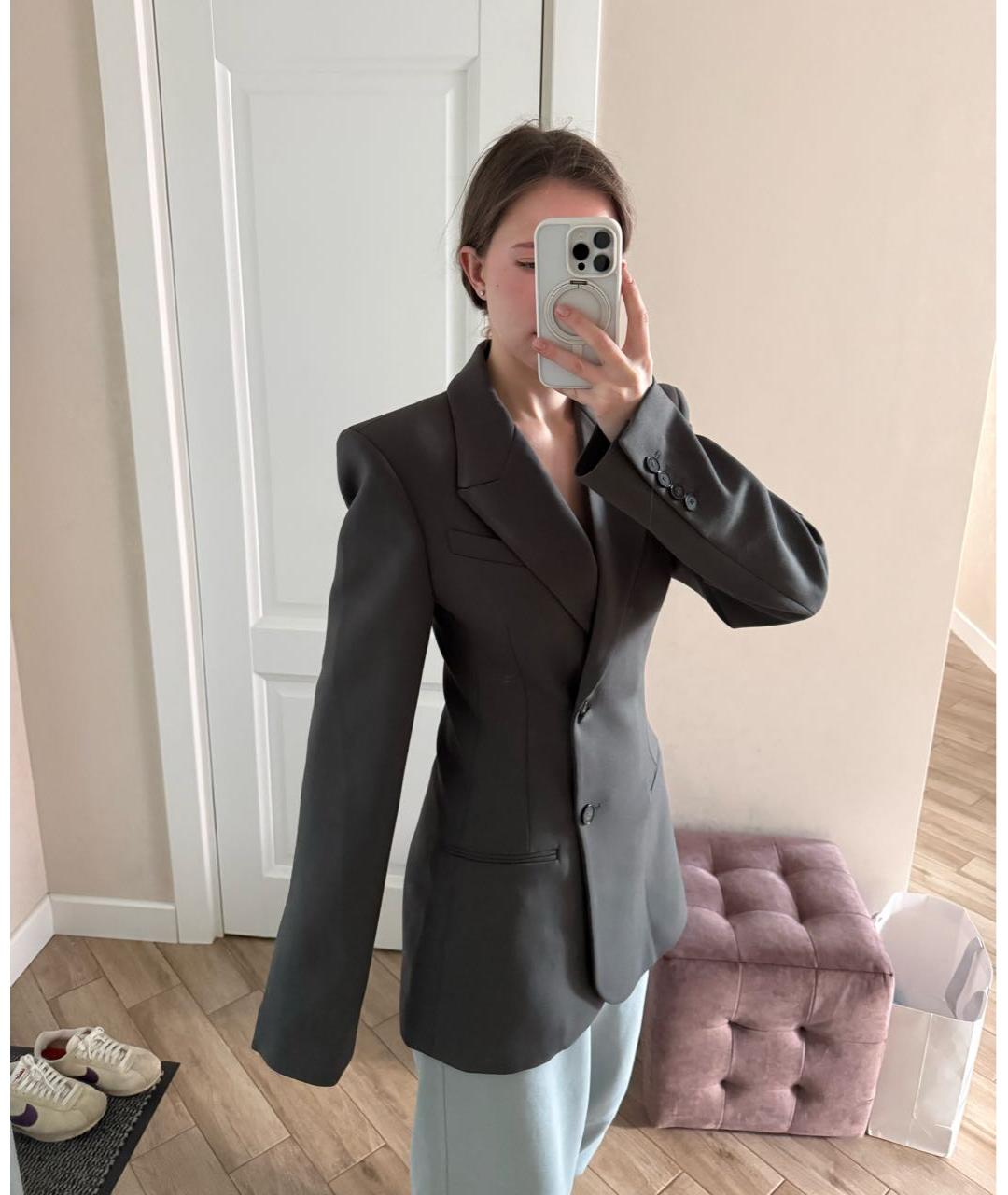 THE FRANKIE SHOP Серый полиэстеровый жакет/пиджак, фото 6