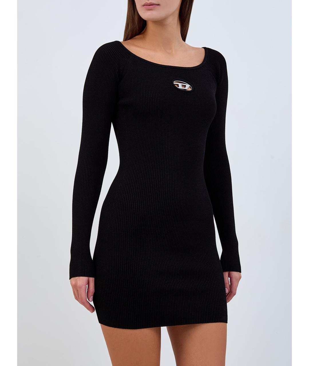 DIESEL Черное вискозное повседневное платье, фото 3