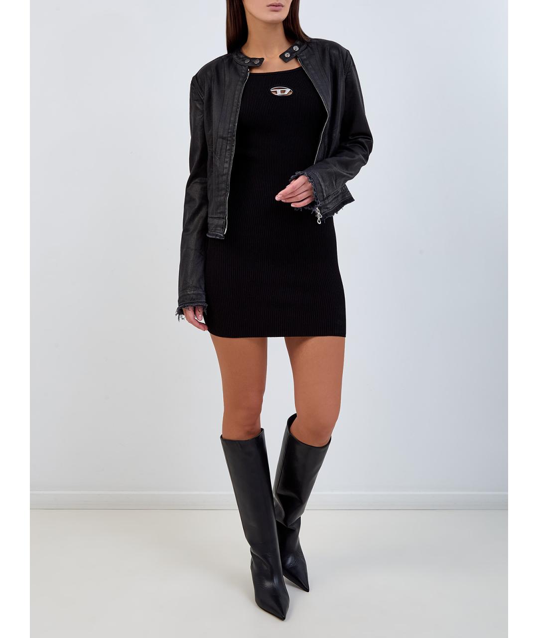 DIESEL Черное вискозное повседневное платье, фото 2