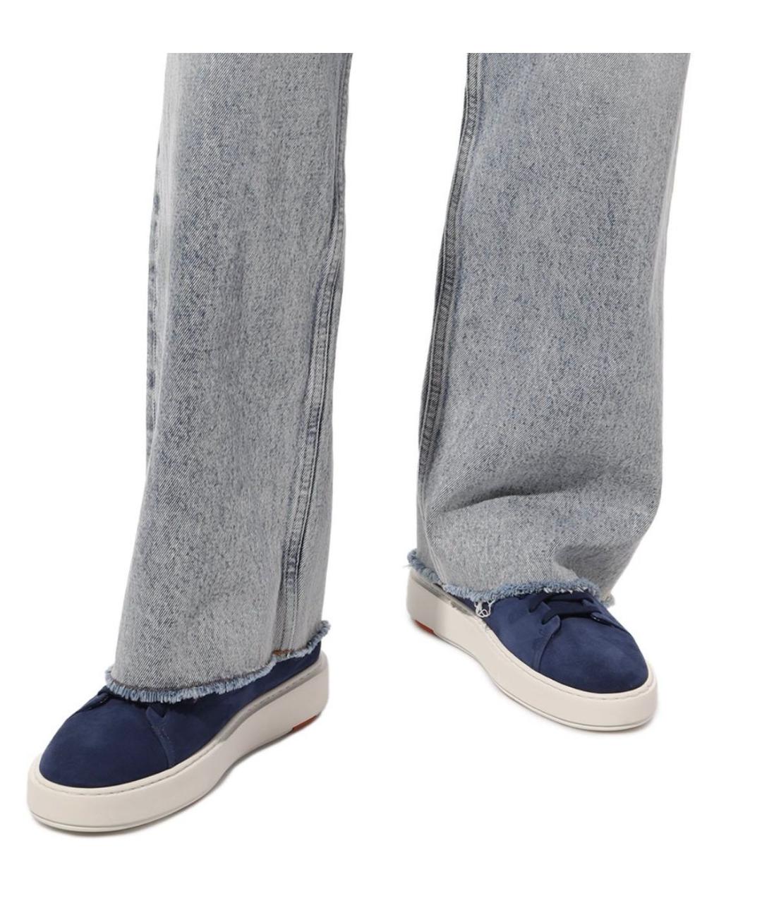 SANTONI Темно-синие замшевые кеды, фото 7