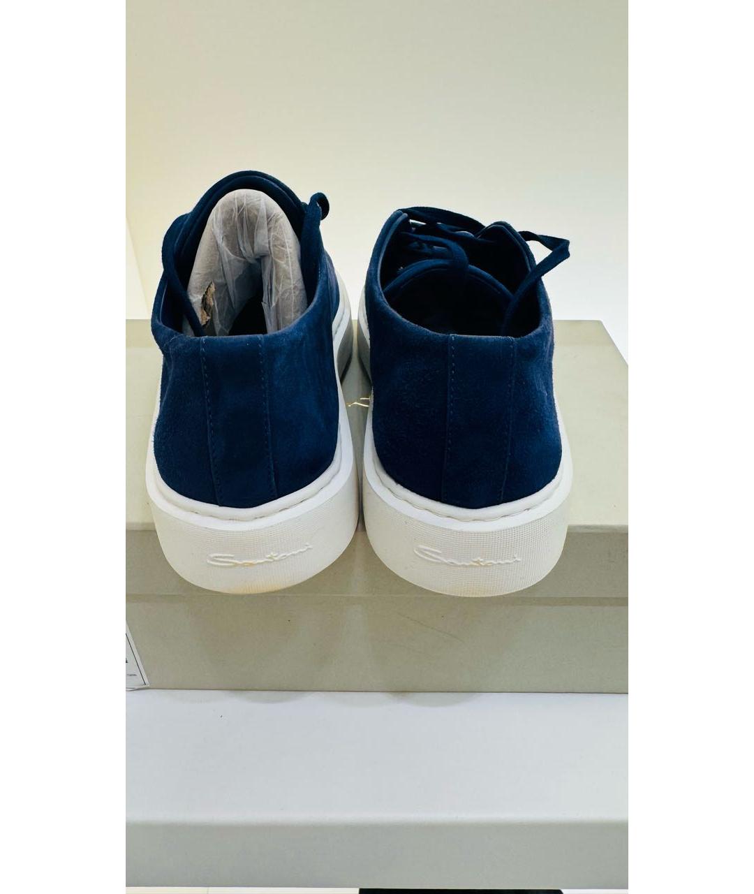 SANTONI Темно-синие замшевые кеды, фото 4