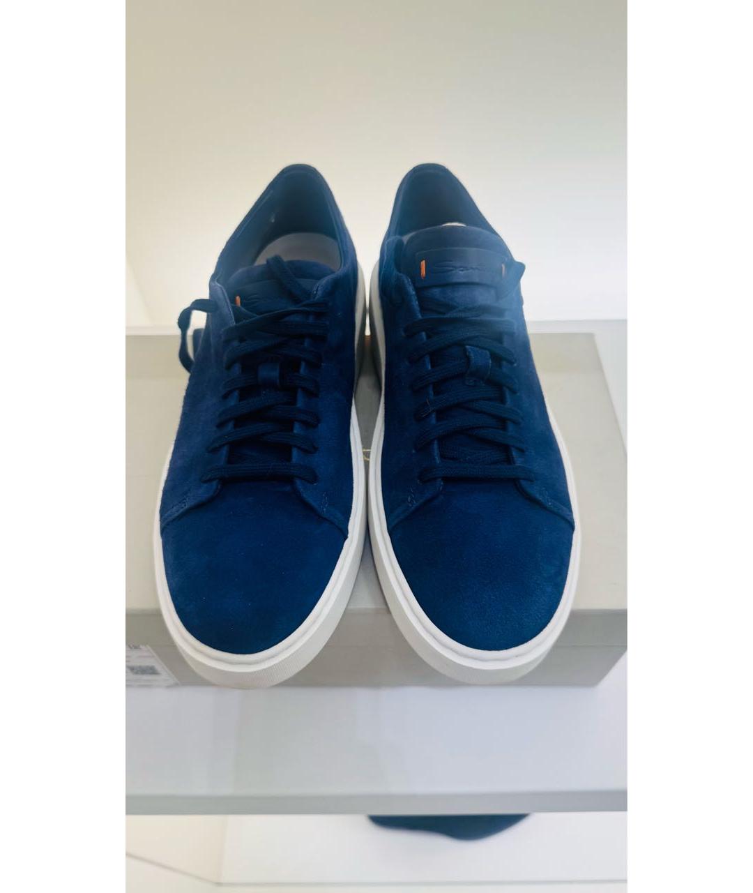 SANTONI Темно-синие замшевые кеды, фото 5