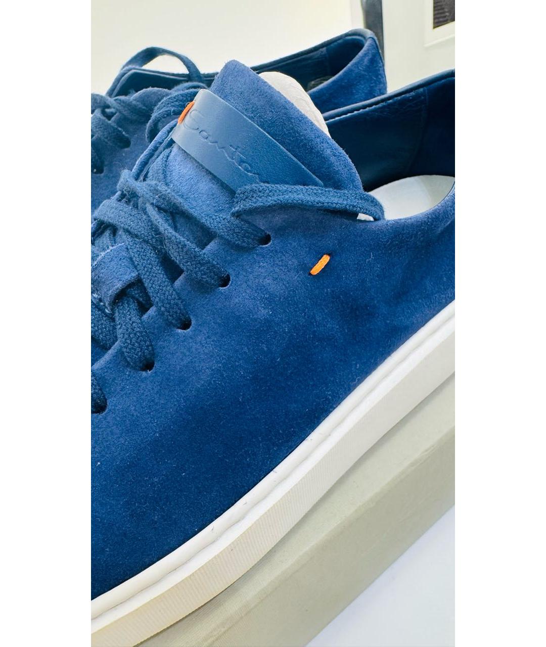 SANTONI Темно-синие замшевые кеды, фото 3