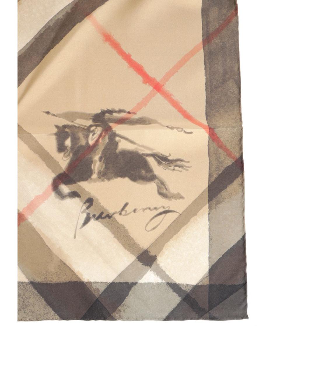 BURBERRY Бежевый шелковый платок, фото 2
