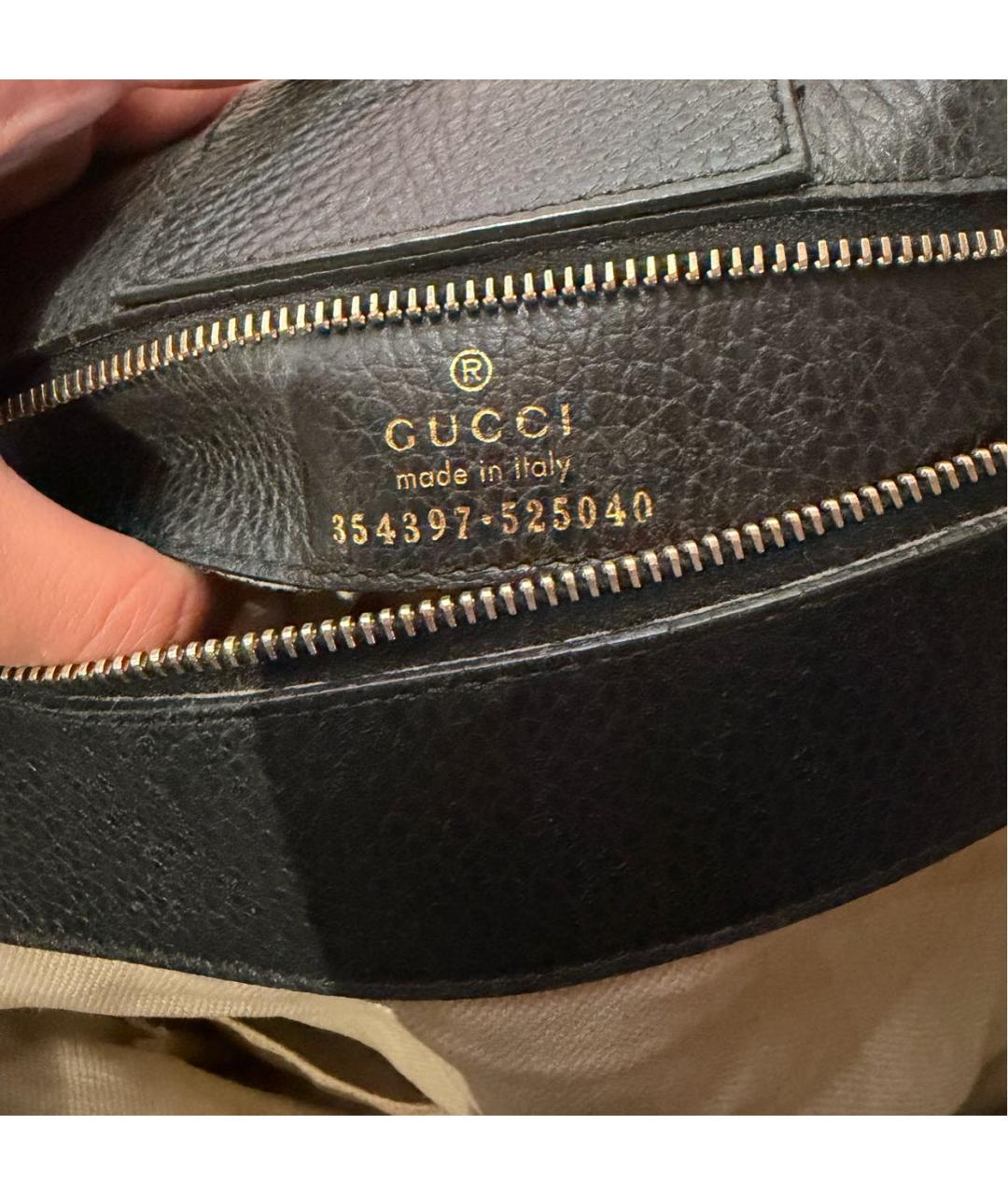 GUCCI Черная кожаная сумка тоут, фото 6