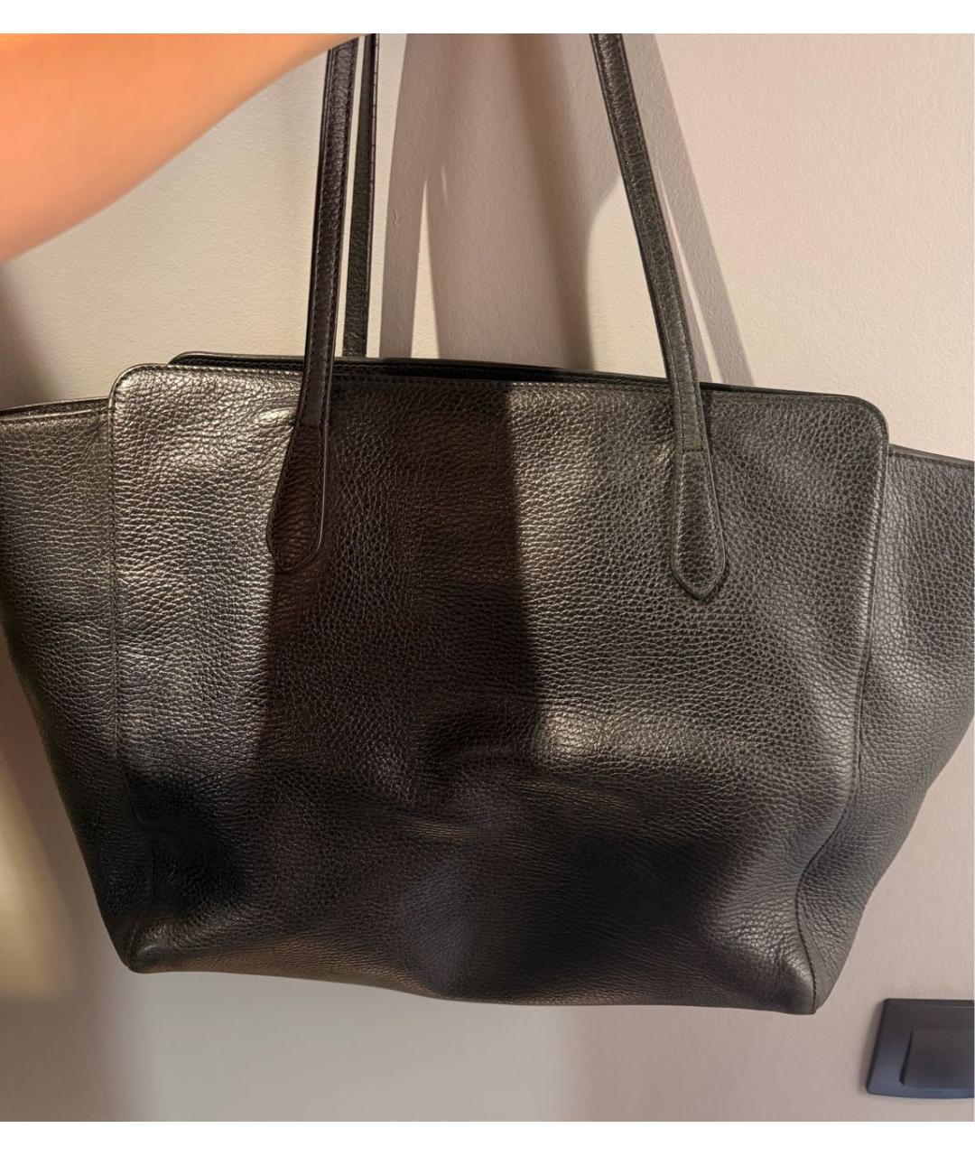 GUCCI Черная кожаная сумка тоут, фото 2