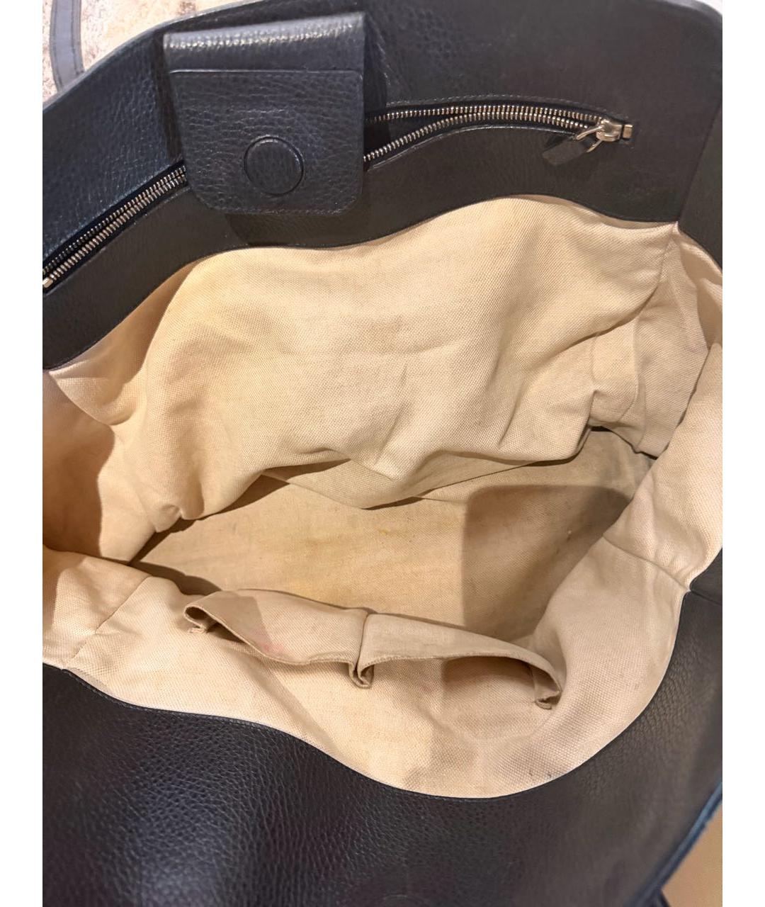 GUCCI Черная кожаная сумка тоут, фото 3