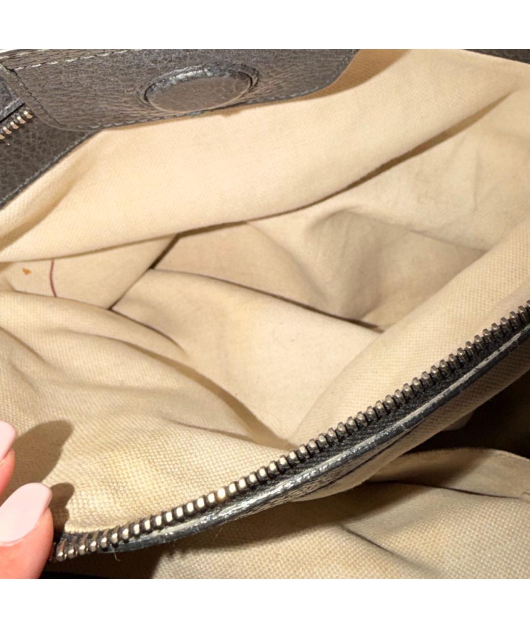 GUCCI Черная кожаная сумка тоут, фото 5