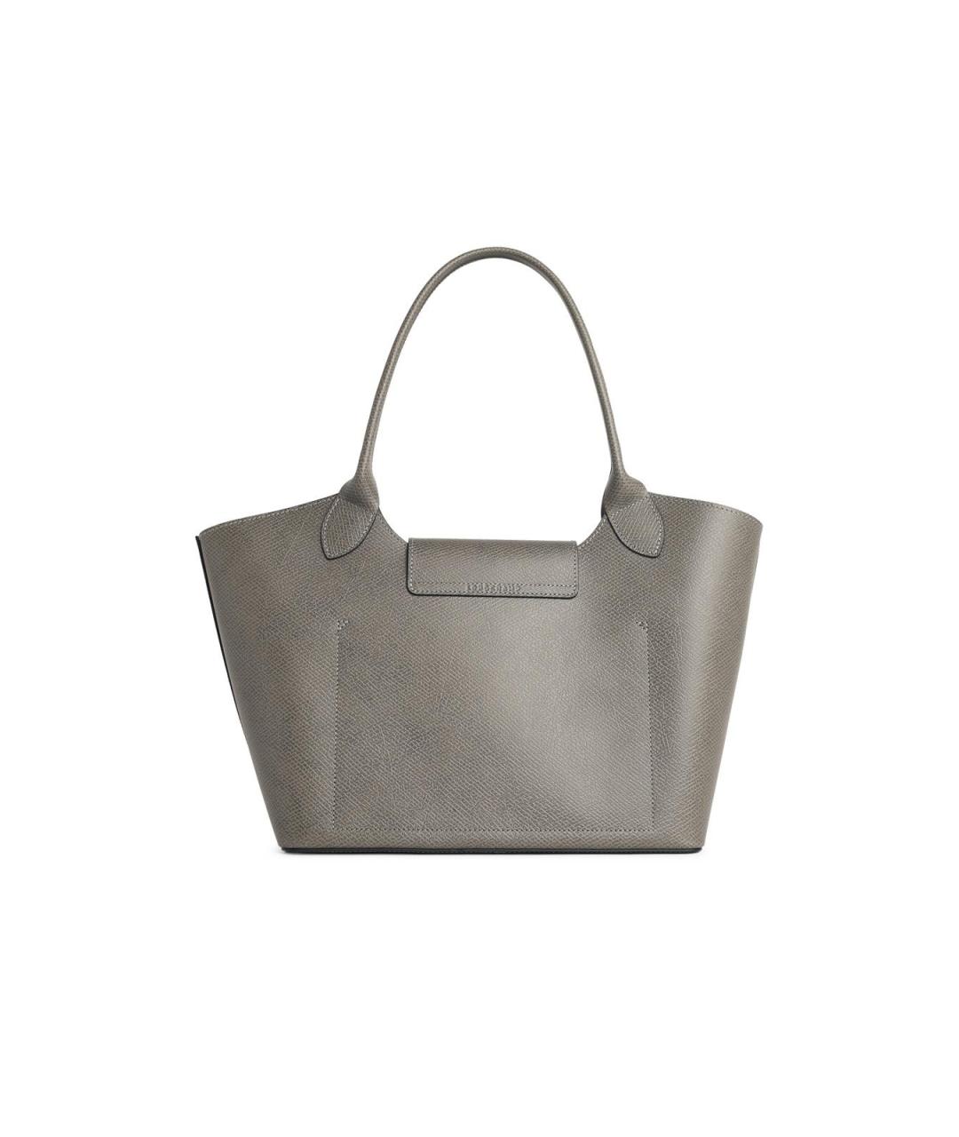 LONGCHAMP Серая кожаная сумка тоут, фото 3