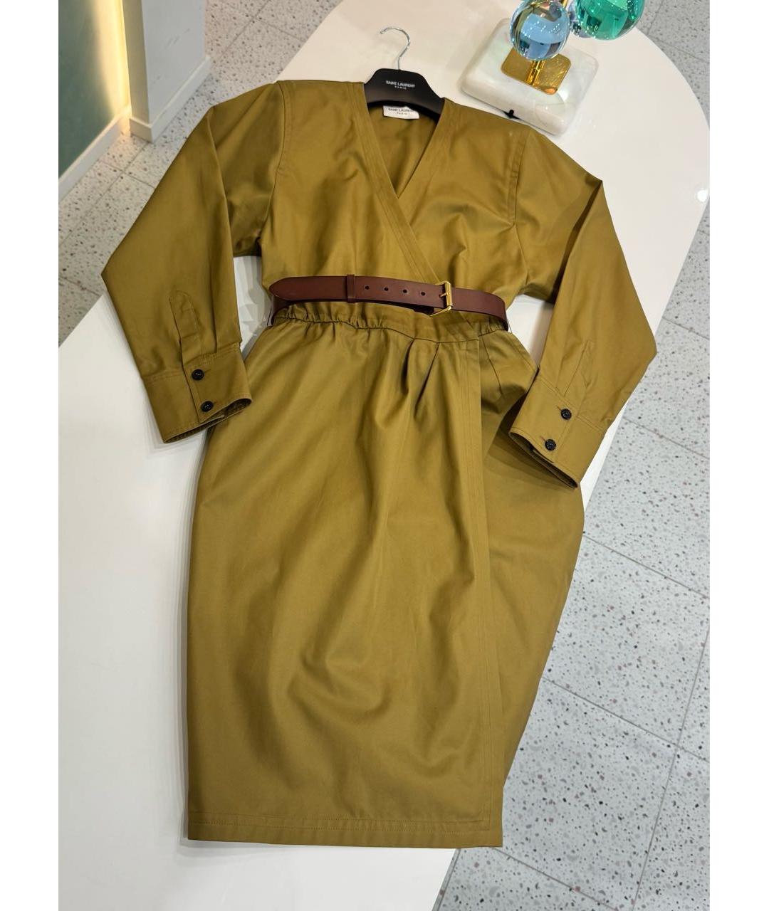 SAINT LAURENT Хаки повседневное платье, фото 9