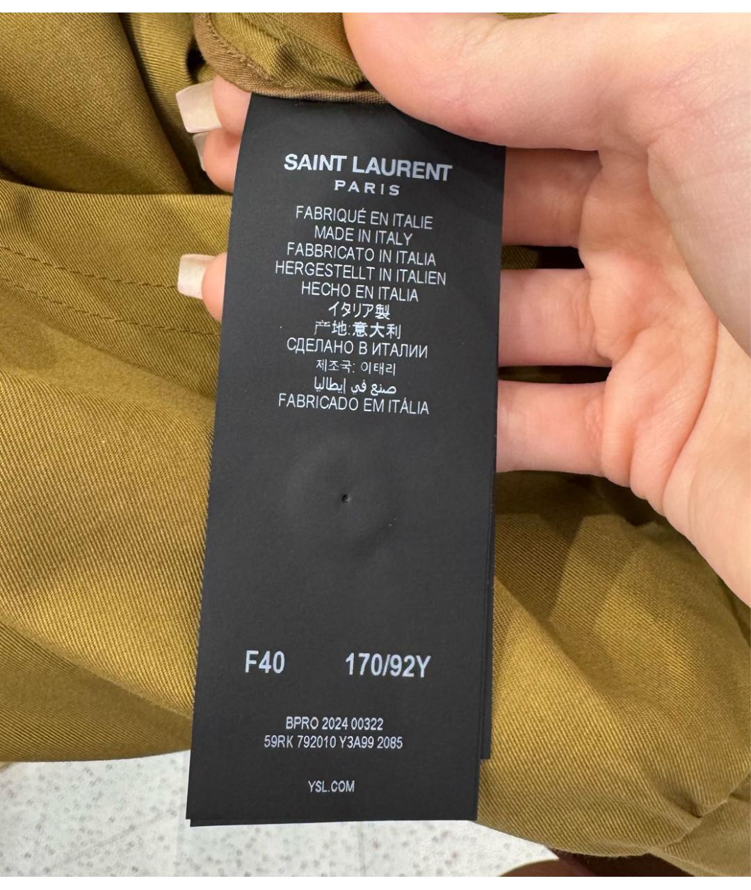 SAINT LAURENT Хаки повседневное платье, фото 3