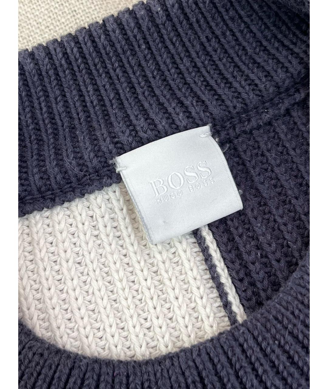 HUGO BOSS Темно-синий хлопковый джемпер / свитер, фото 3