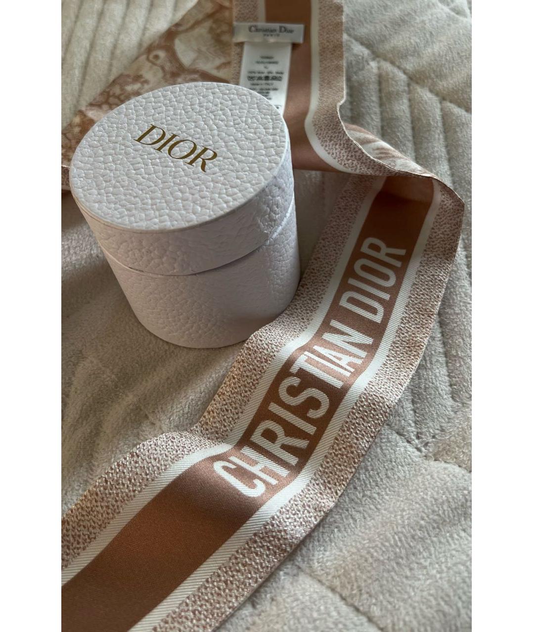 CHRISTIAN DIOR Бежевый шелковый платок, фото 2