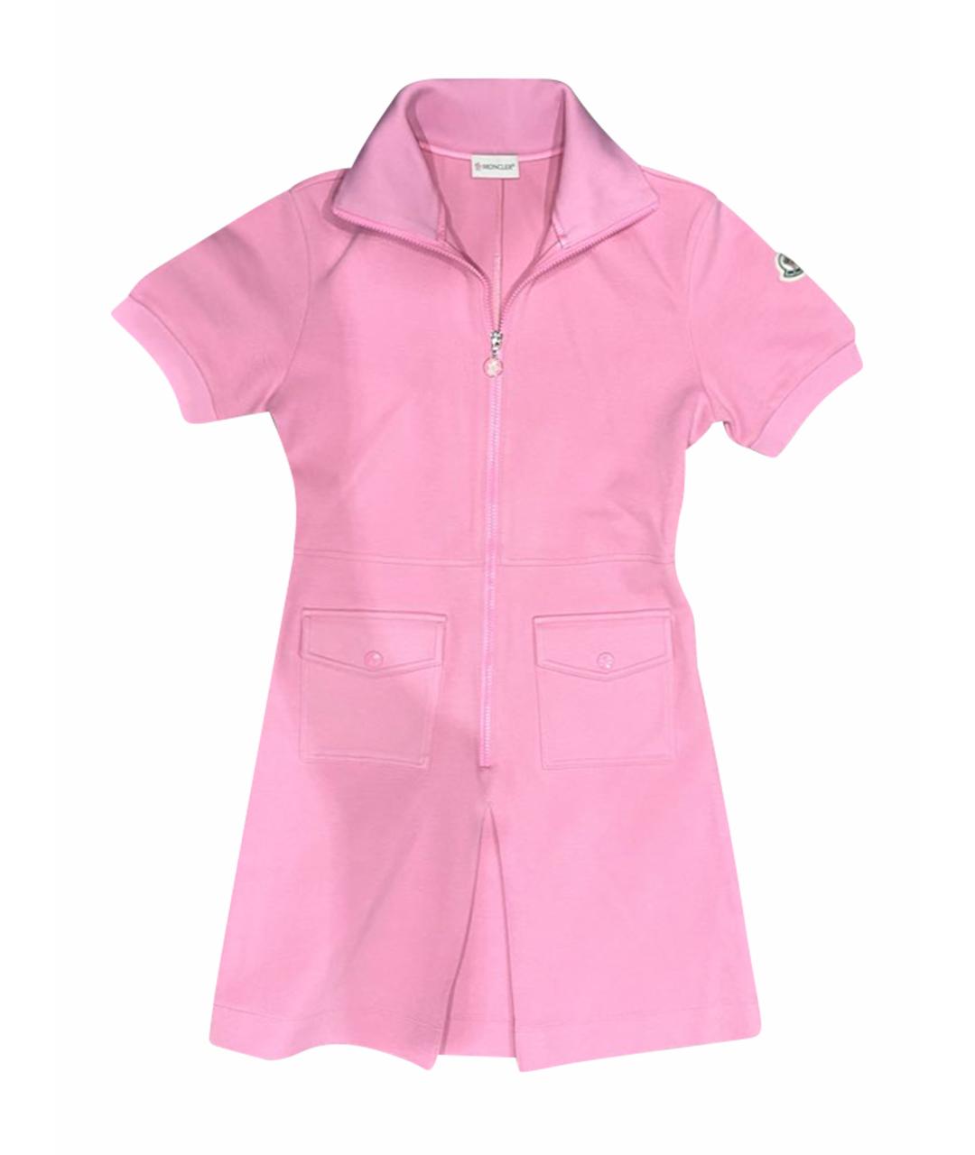 MONCLER Розовое хлопковое повседневное платье, фото 1