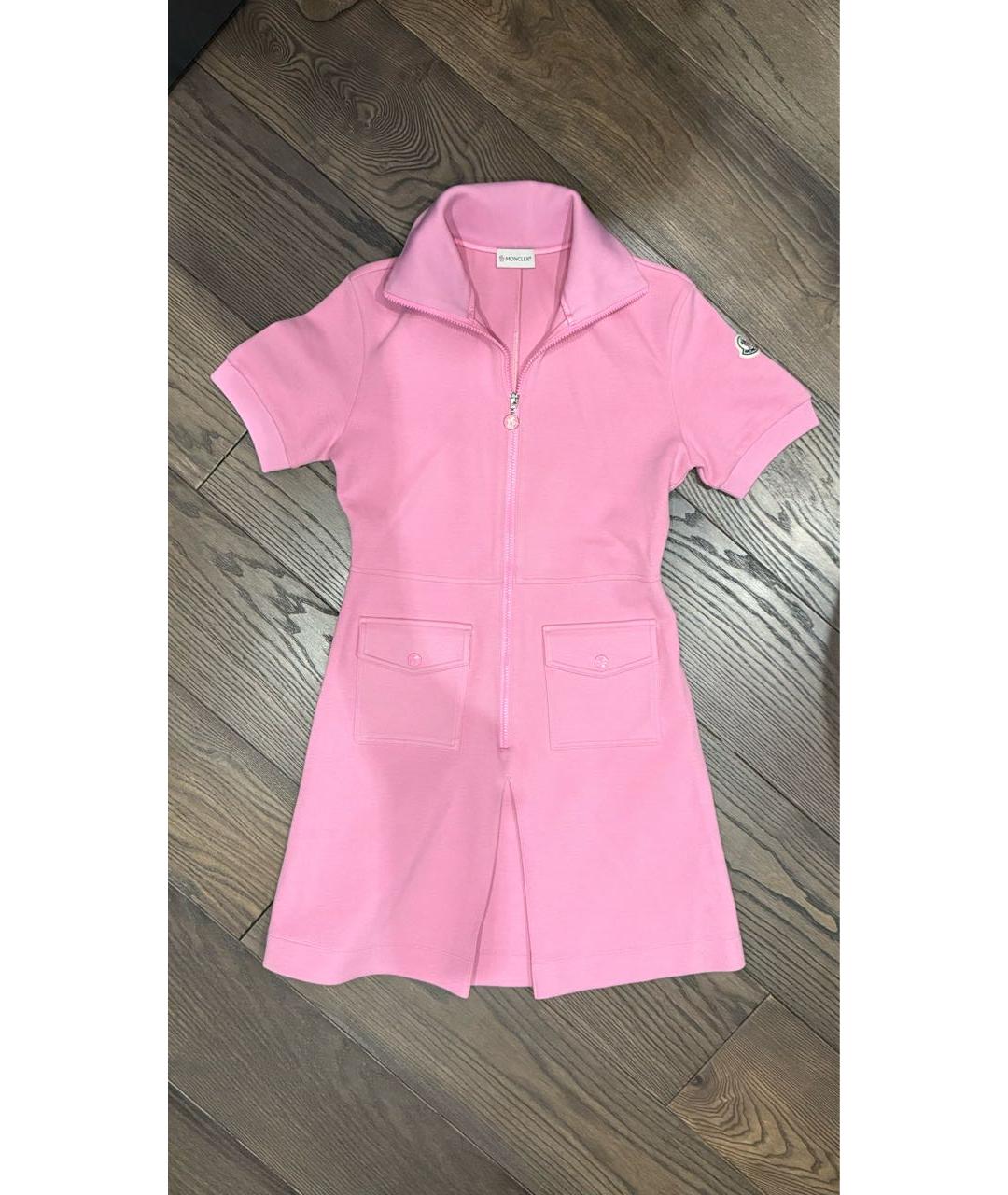MONCLER Розовое хлопковое повседневное платье, фото 7